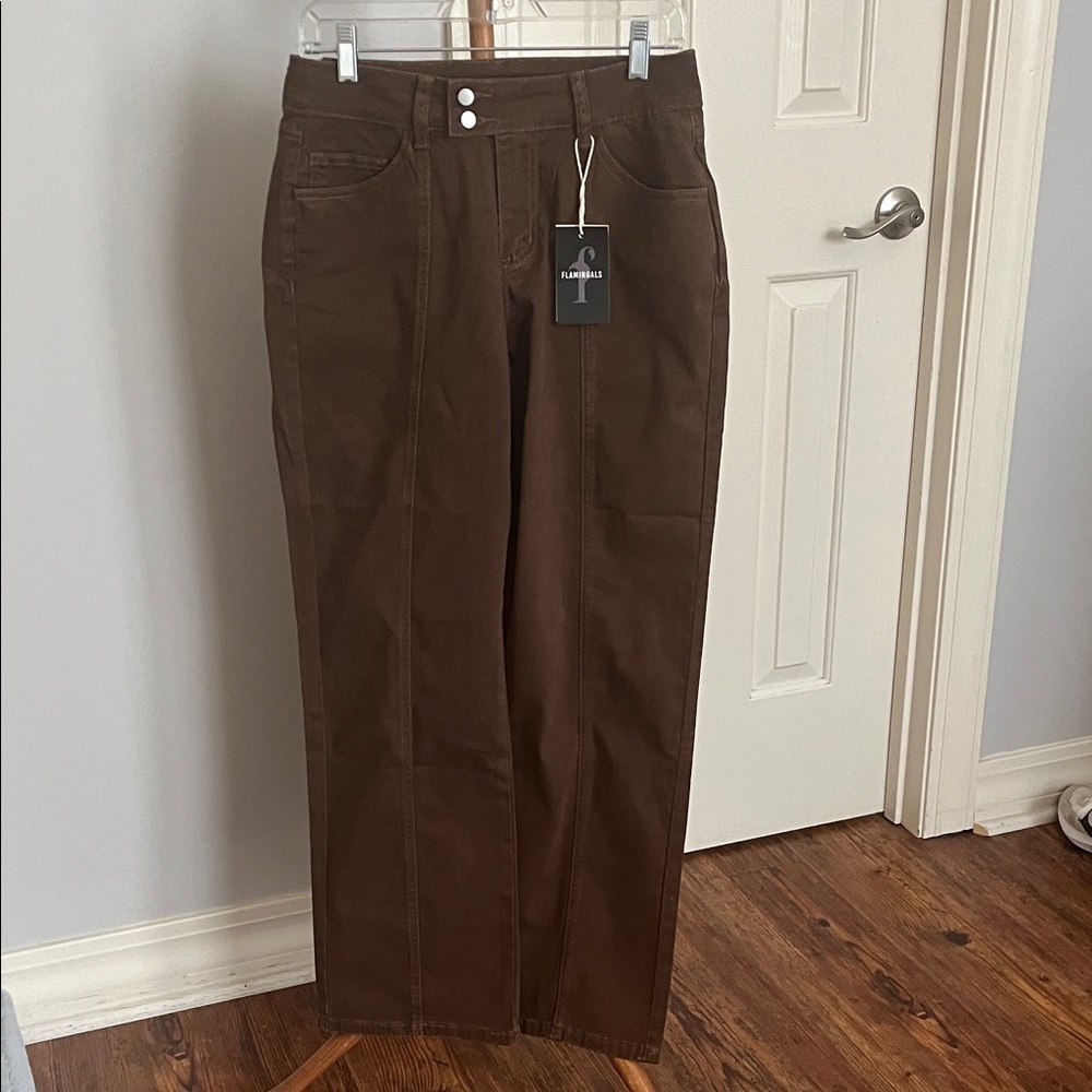 Elegant Brown Straight Leg Women's Jeans